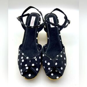 Xhilaration Polka Dot Wedge Sandals Black/White Color Size 7
